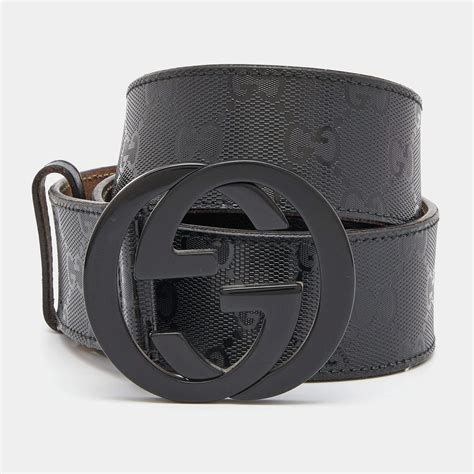 cheap authentic black gucci belt interlock gg logo|gucci imprime belt.